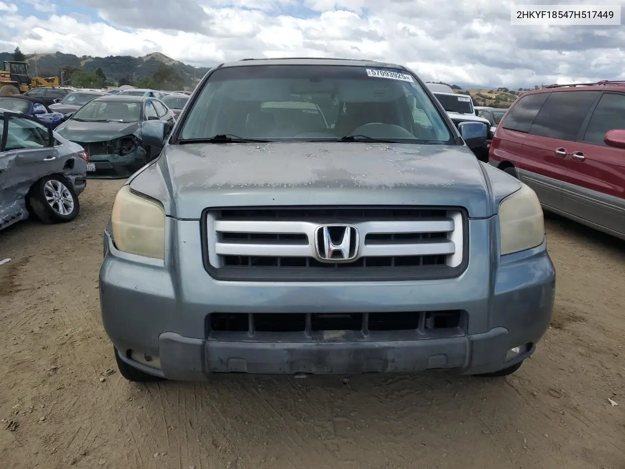 2007 Honda Pilot Exl VIN: 2HKYF18547H517449 Lot: 57093925