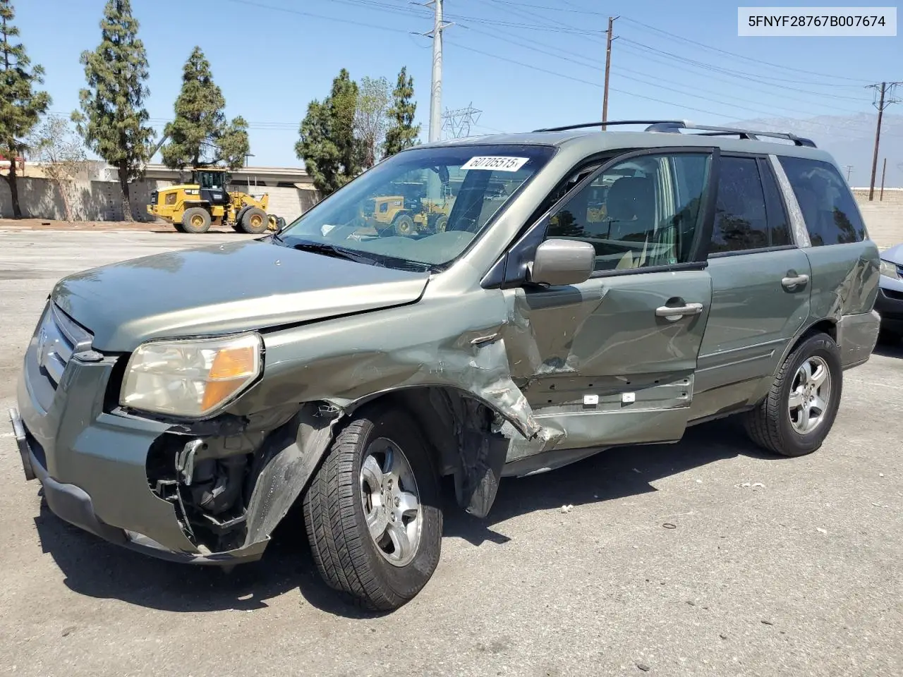 2007 Honda Pilot Exl VIN: 5FNYF28767B007674 Lot: 60705515