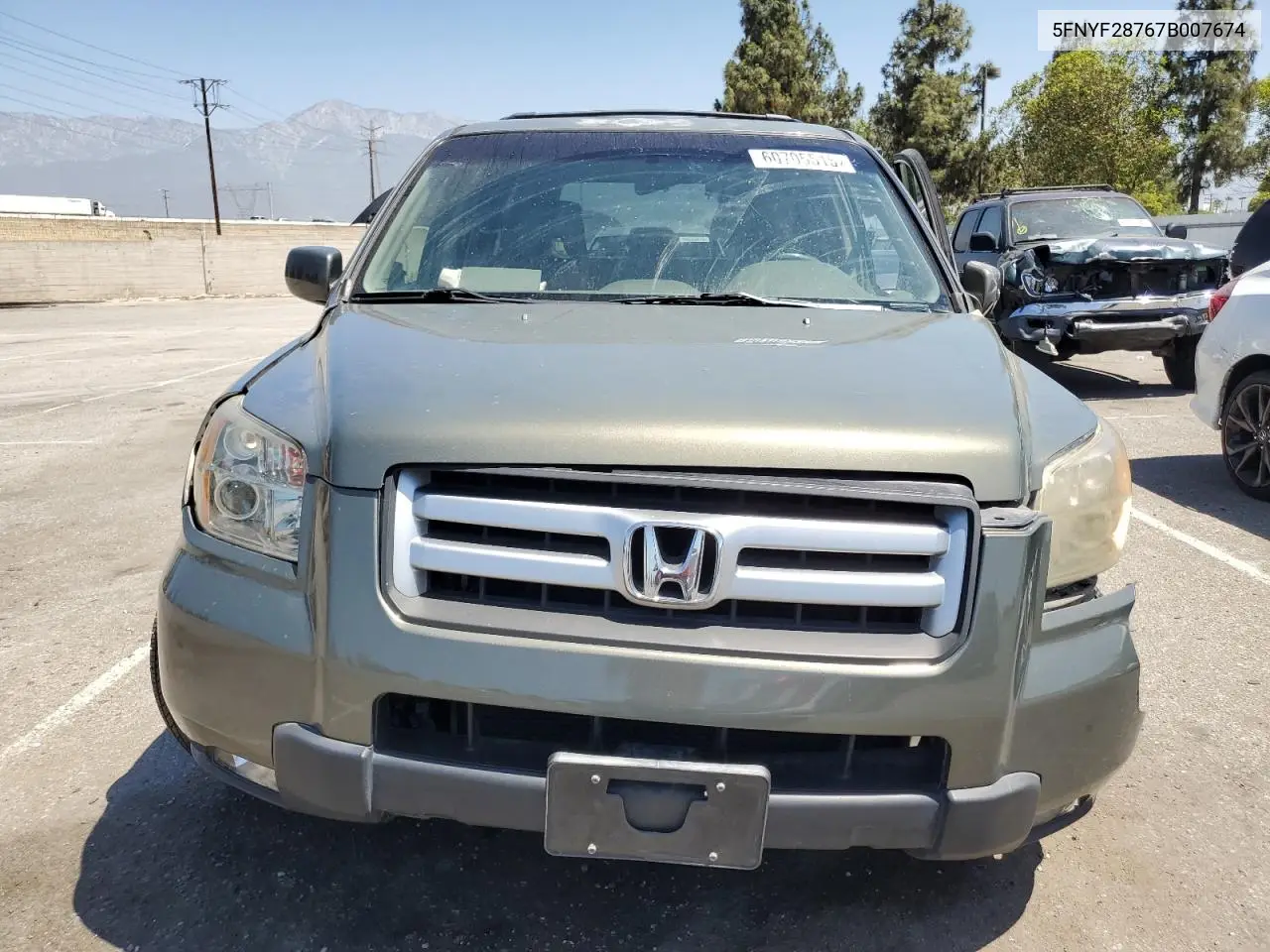 2007 Honda Pilot Exl VIN: 5FNYF28767B007674 Lot: 60705515