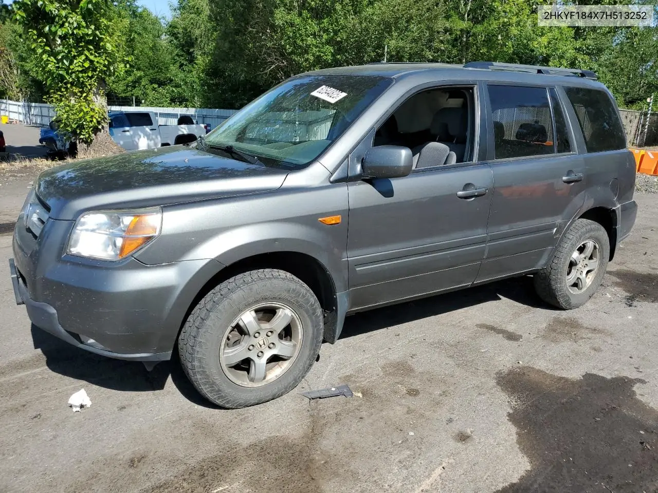 2007 Honda Pilot Ex VIN: 2HKYF184X7H513252 Lot: 62544825