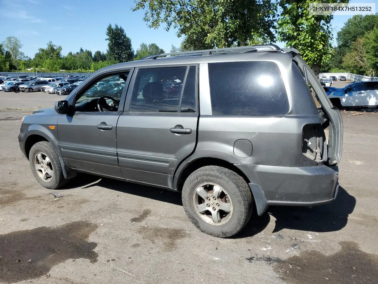 2007 Honda Pilot Ex VIN: 2HKYF184X7H513252 Lot: 62544825
