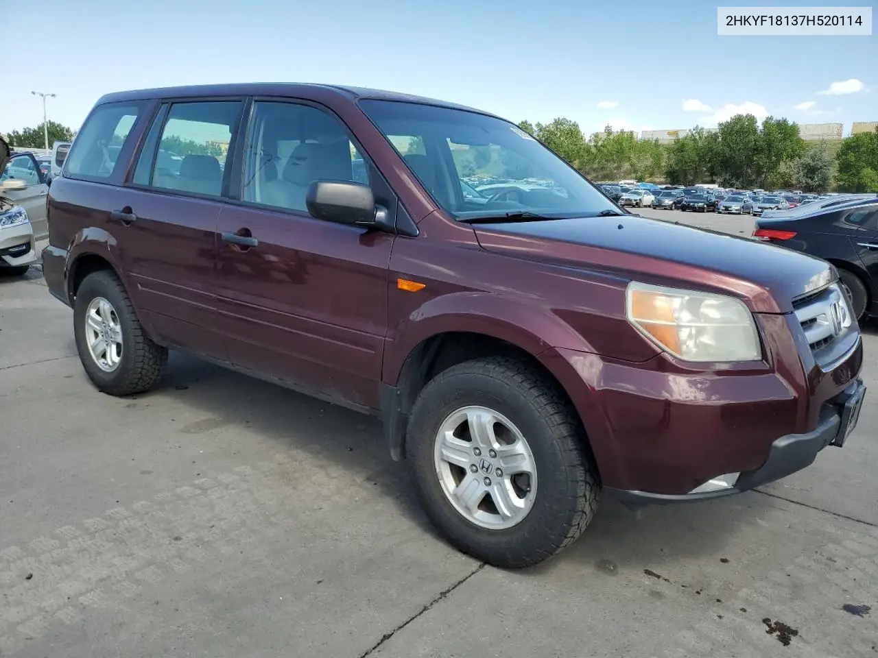 2007 Honda Pilot Lx VIN: 2HKYF18137H520114 Lot: 62695675