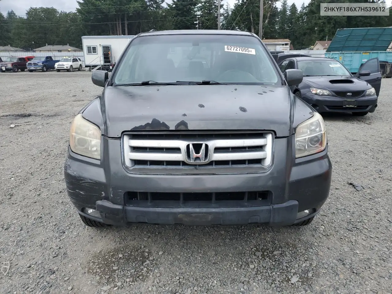 2007 Honda Pilot Exl VIN: 2HKYF186X7H539612 Lot: 62727095