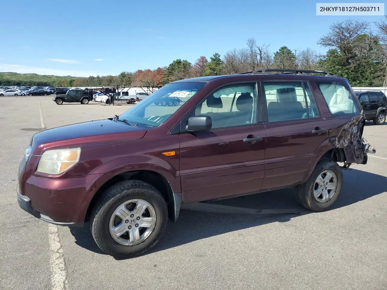 2007 Honda Pilot Lx VIN: 2HKYF18127H503711 Lot: 65069015