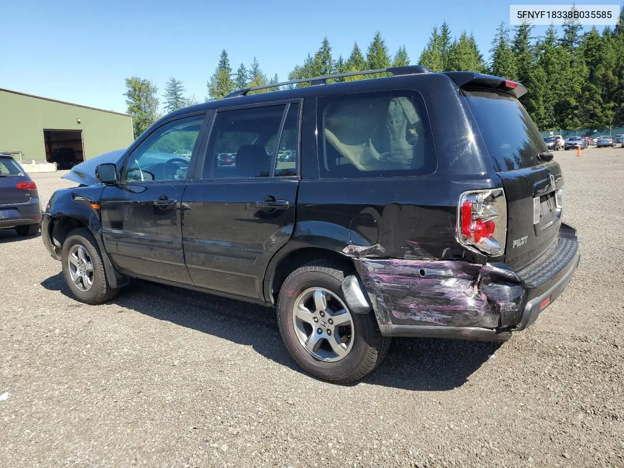 2008 Honda Pilot Se VIN: 5FNYF18338B035585 Lot: 62862635