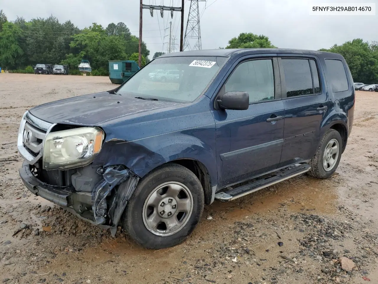 2010 Honda Pilot Lx VIN: 5FNYF3H29AB014670 Lot: 56942375