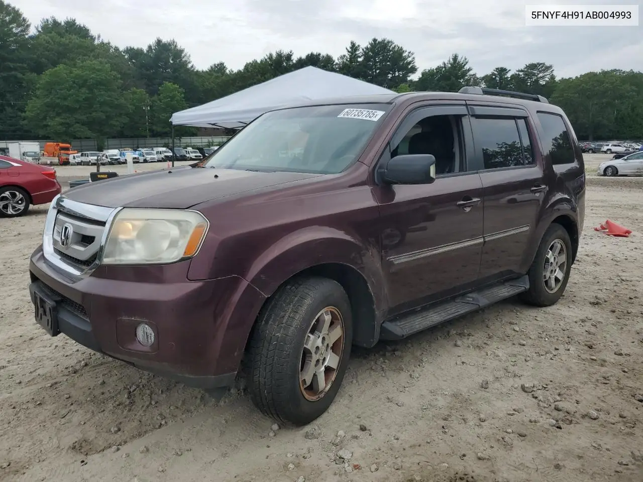 2010 Honda Pilot Touring VIN: 5FNYF4H91AB004993 Lot: 60735785