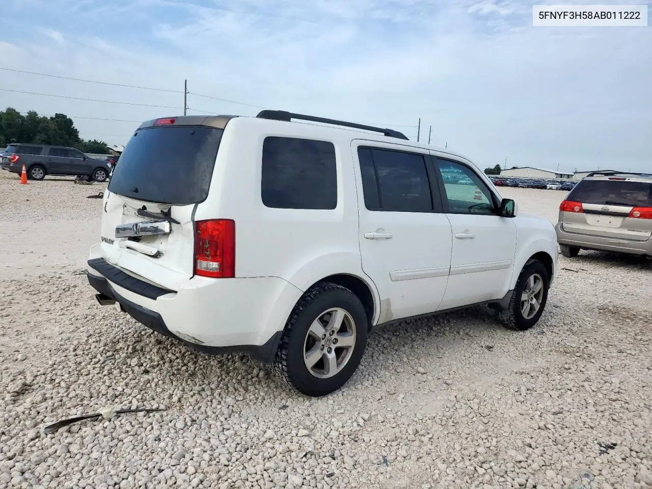 2010 Honda Pilot Exl VIN: 5FNYF3H58AB011222 Lot: 61838875
