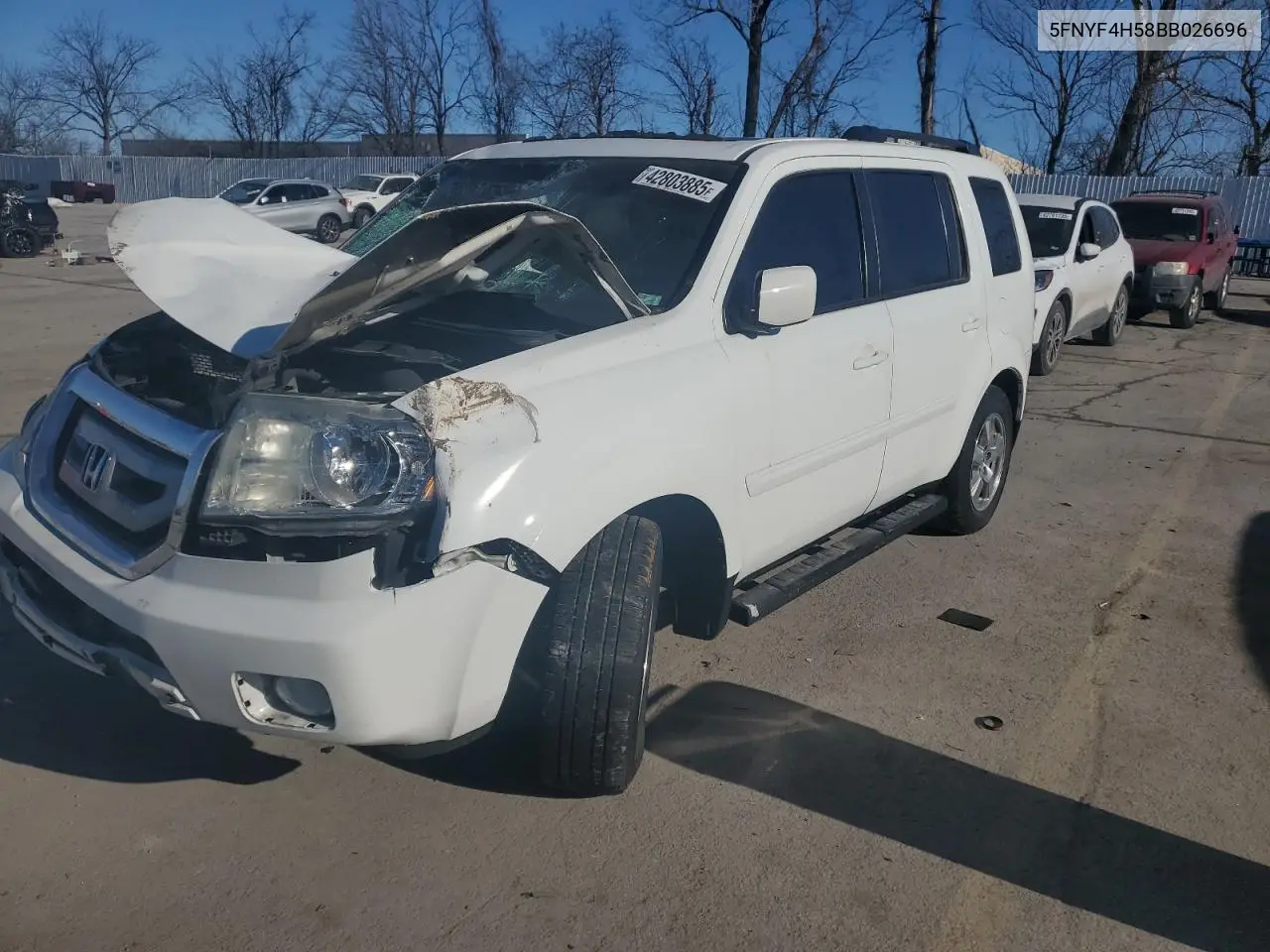 2011 Honda Pilot Exl VIN: 5FNYF4H58BB026696 Lot: 42803885