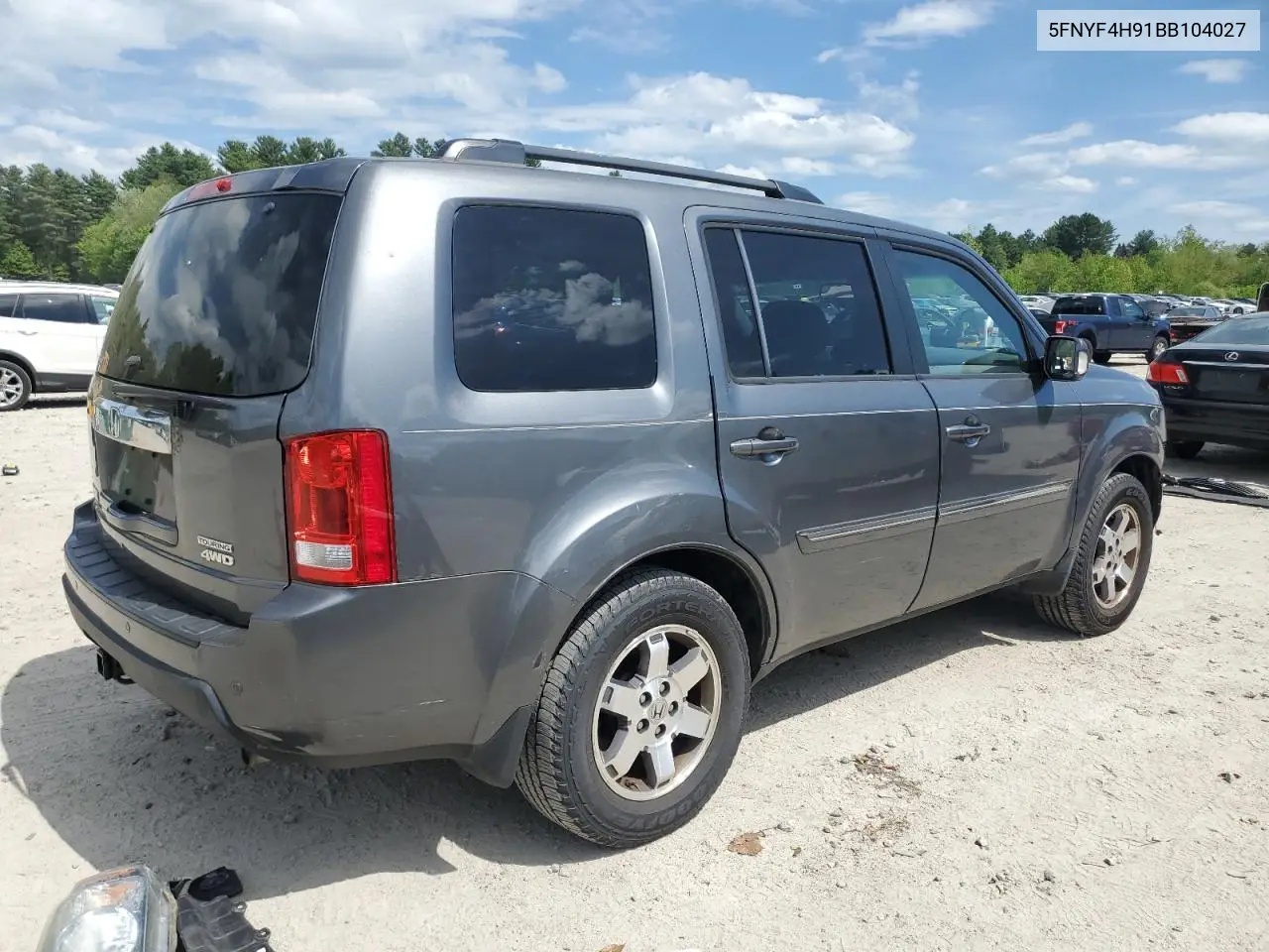 2011 Honda Pilot Touring VIN: 5FNYF4H91BB104027 Lot: 56286595