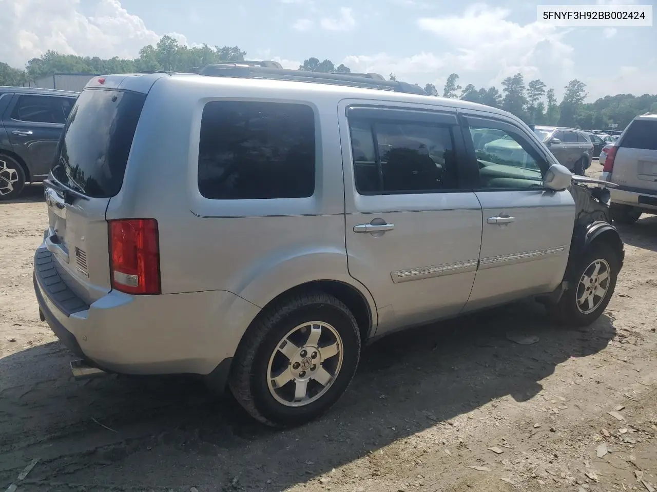2011 Honda Pilot Touring VIN: 5FNYF3H92BB002424 Lot: 56396085