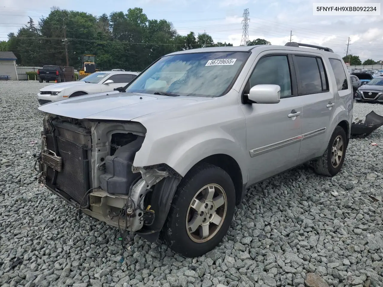2011 Honda Pilot Touring VIN: 5FNYF4H9XBB092234 Lot: 56739655