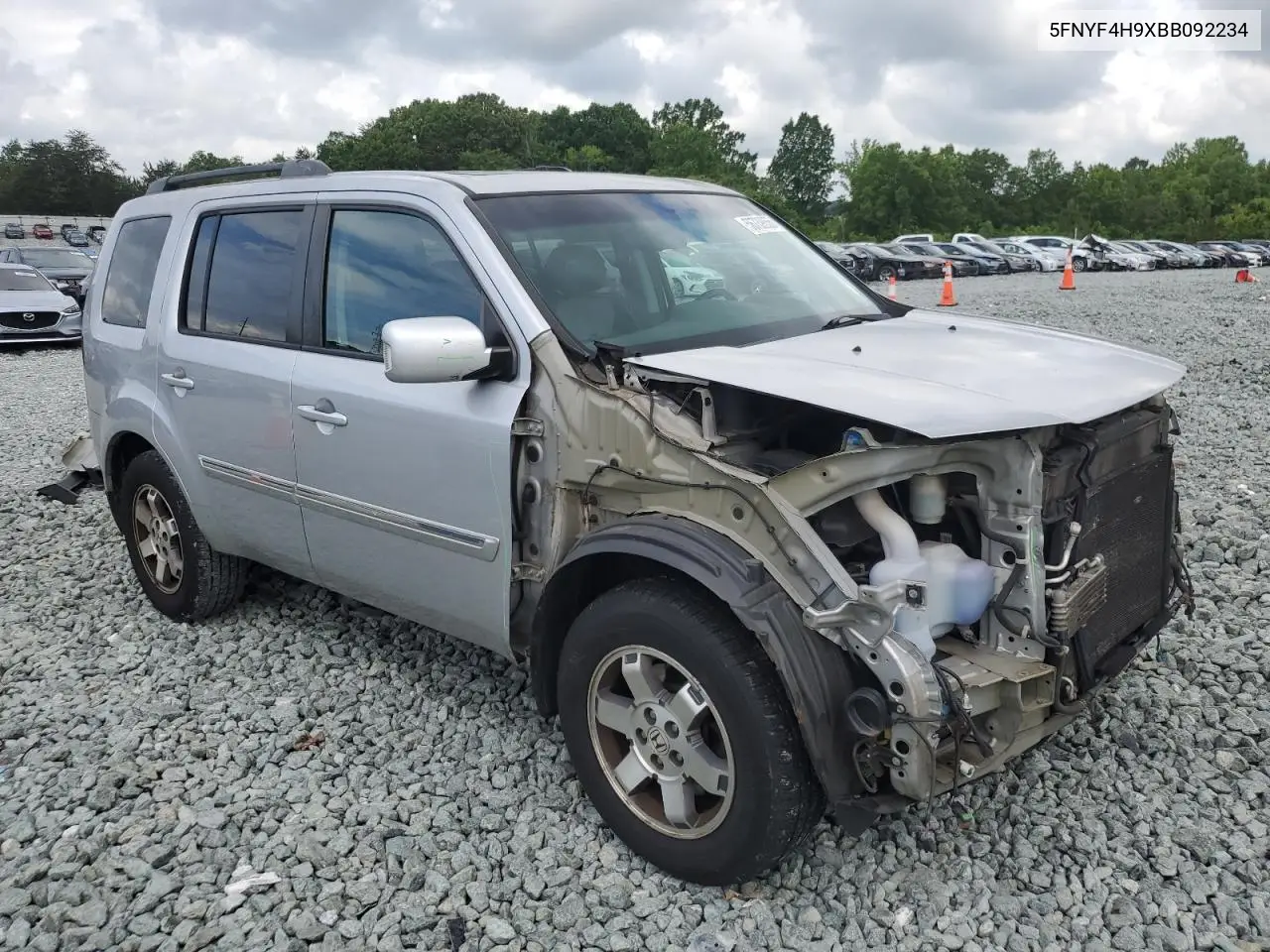 2011 Honda Pilot Touring VIN: 5FNYF4H9XBB092234 Lot: 56739655