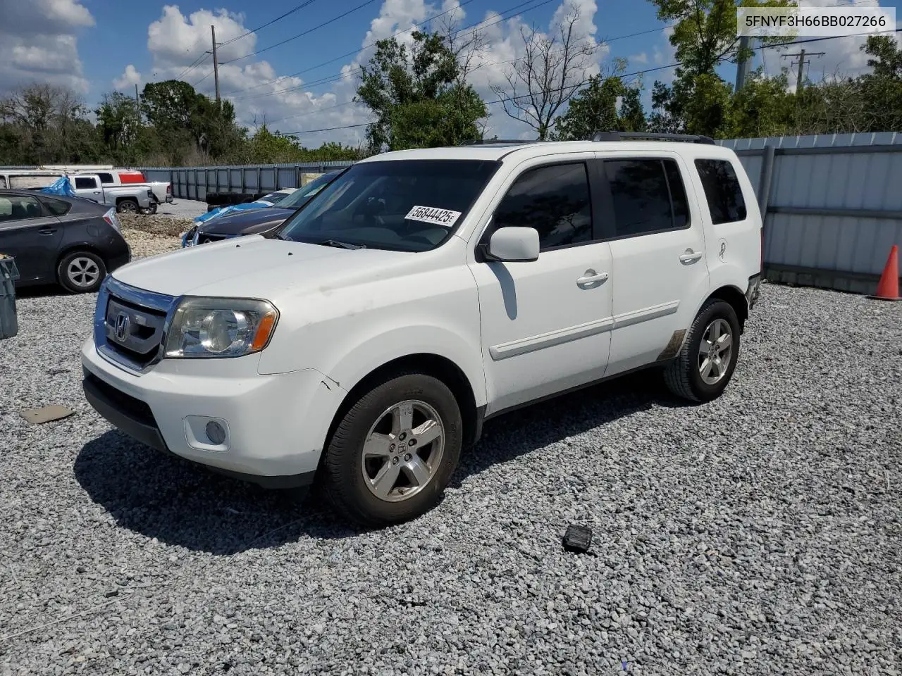 2011 Honda Pilot Exl VIN: 5FNYF3H66BB027266 Lot: 56844425