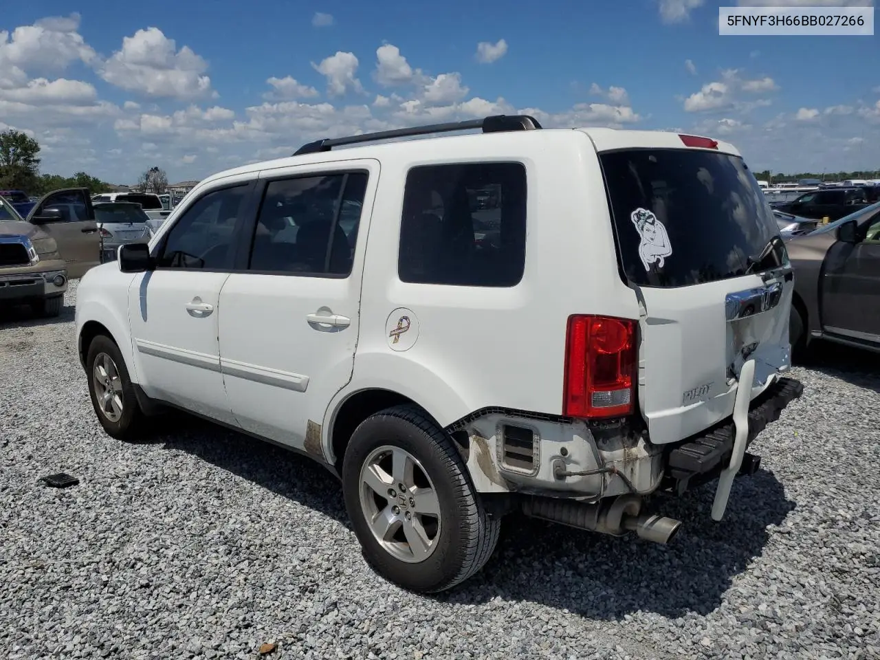 2011 Honda Pilot Exl VIN: 5FNYF3H66BB027266 Lot: 56844425