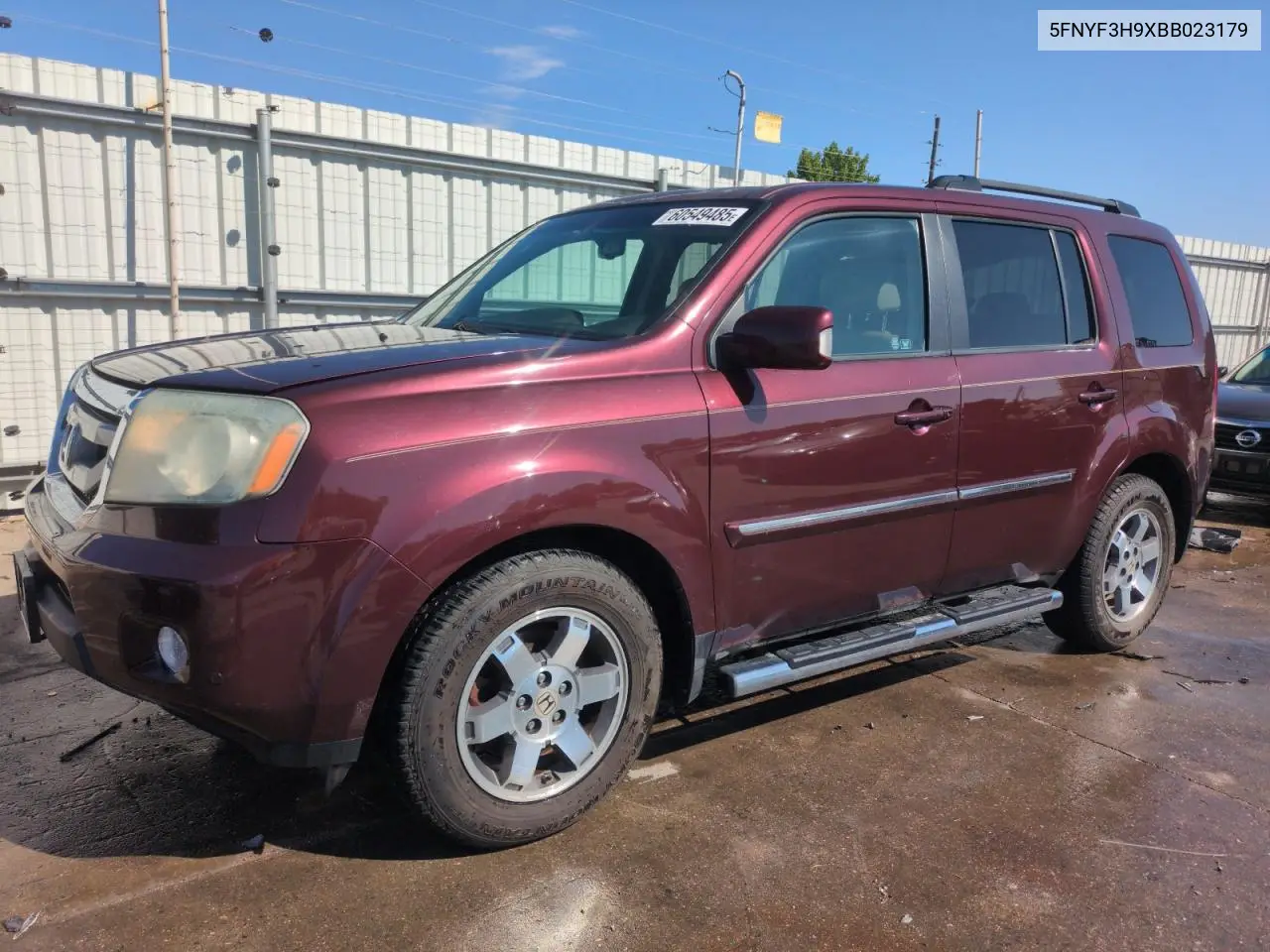 2011 Honda Pilot Touring VIN: 5FNYF3H9XBB023179 Lot: 60549485