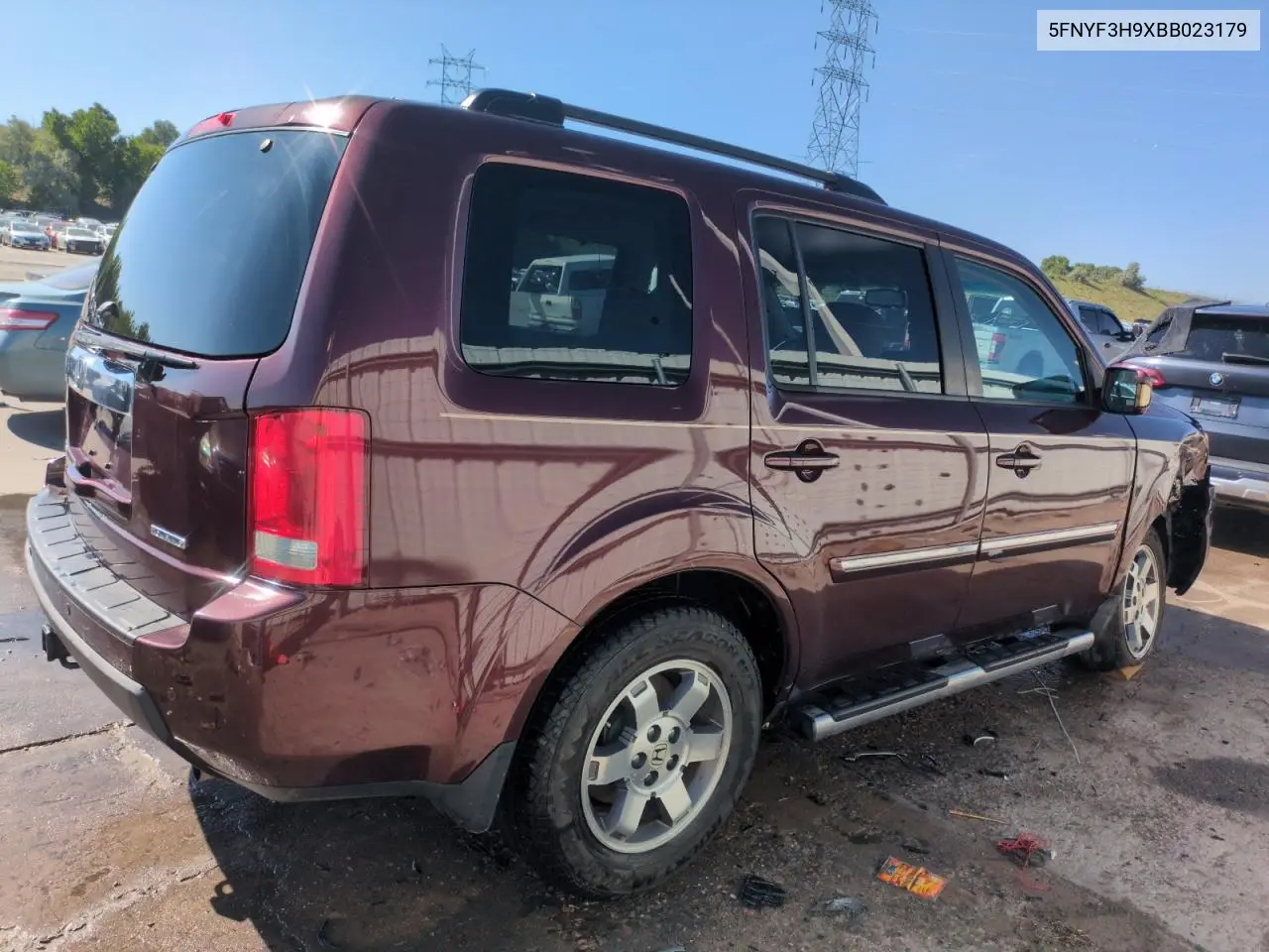 2011 Honda Pilot Touring VIN: 5FNYF3H9XBB023179 Lot: 60549485