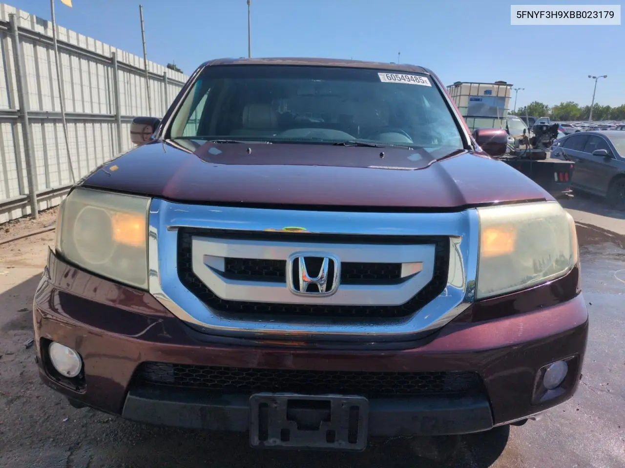 2011 Honda Pilot Touring VIN: 5FNYF3H9XBB023179 Lot: 60549485