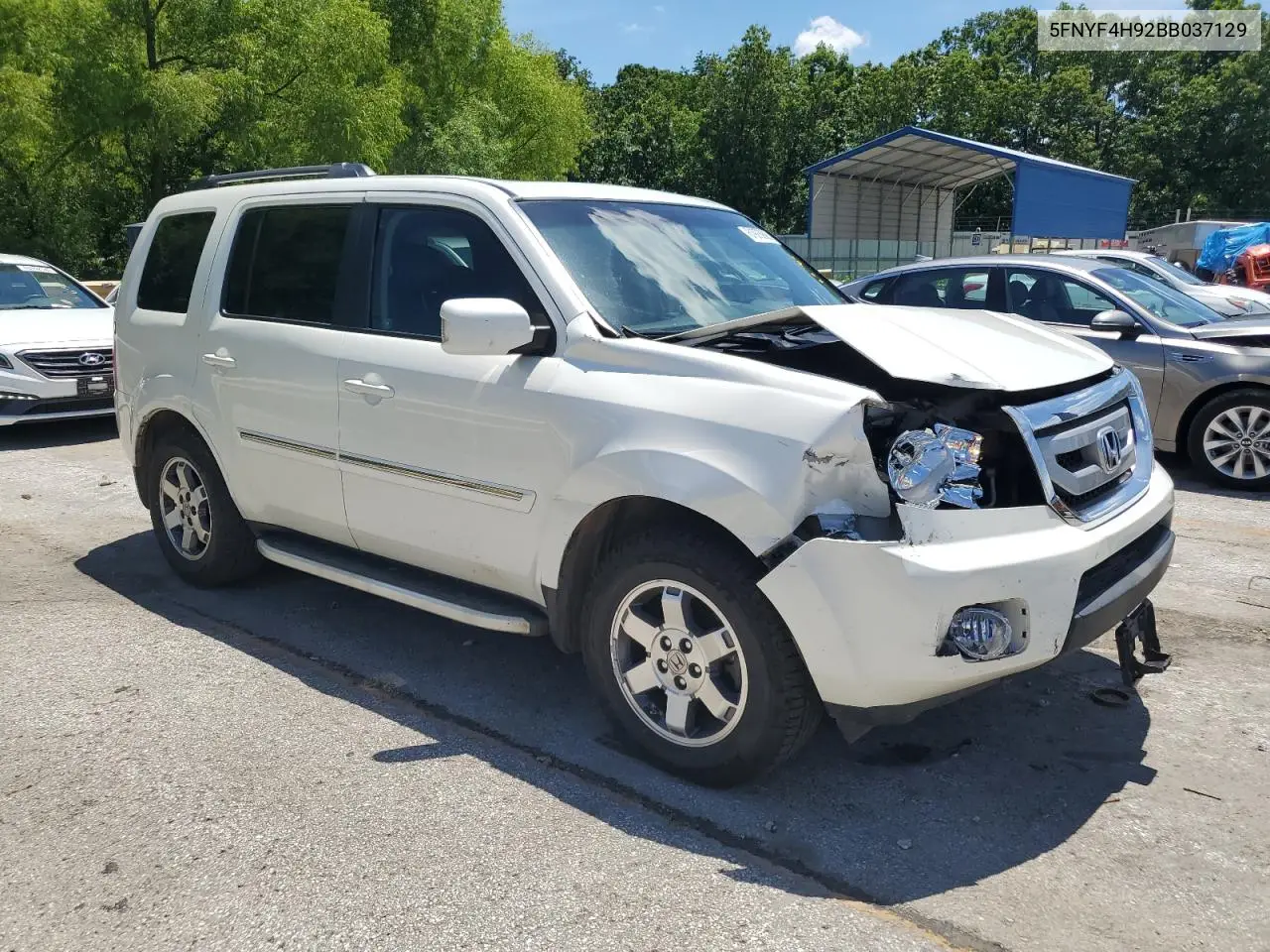 2011 Honda Pilot Touring VIN: 5FNYF4H92BB037129 Lot: 61978905