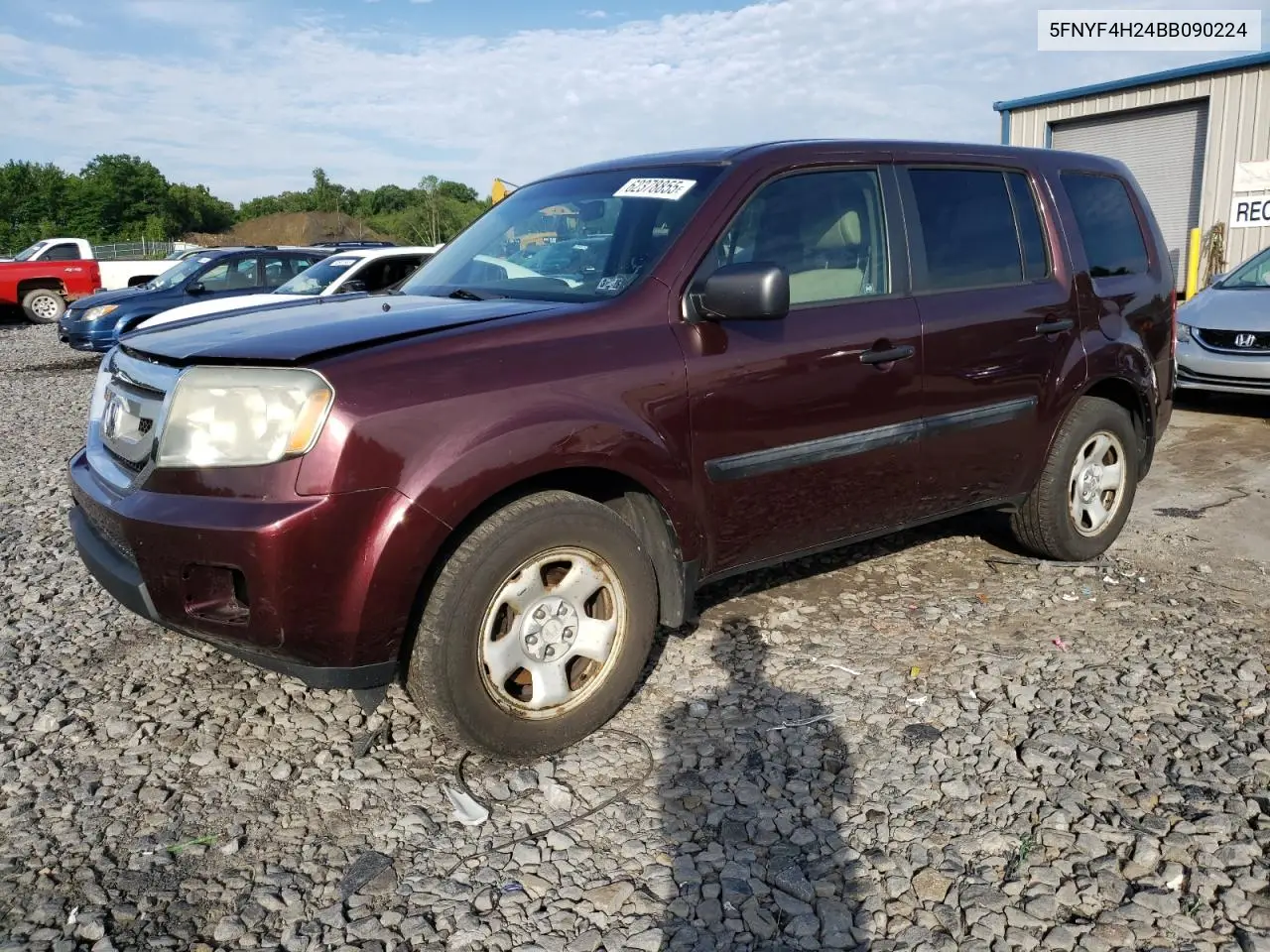 2011 Honda Pilot Lx VIN: 5FNYF4H24BB090224 Lot: 62378855