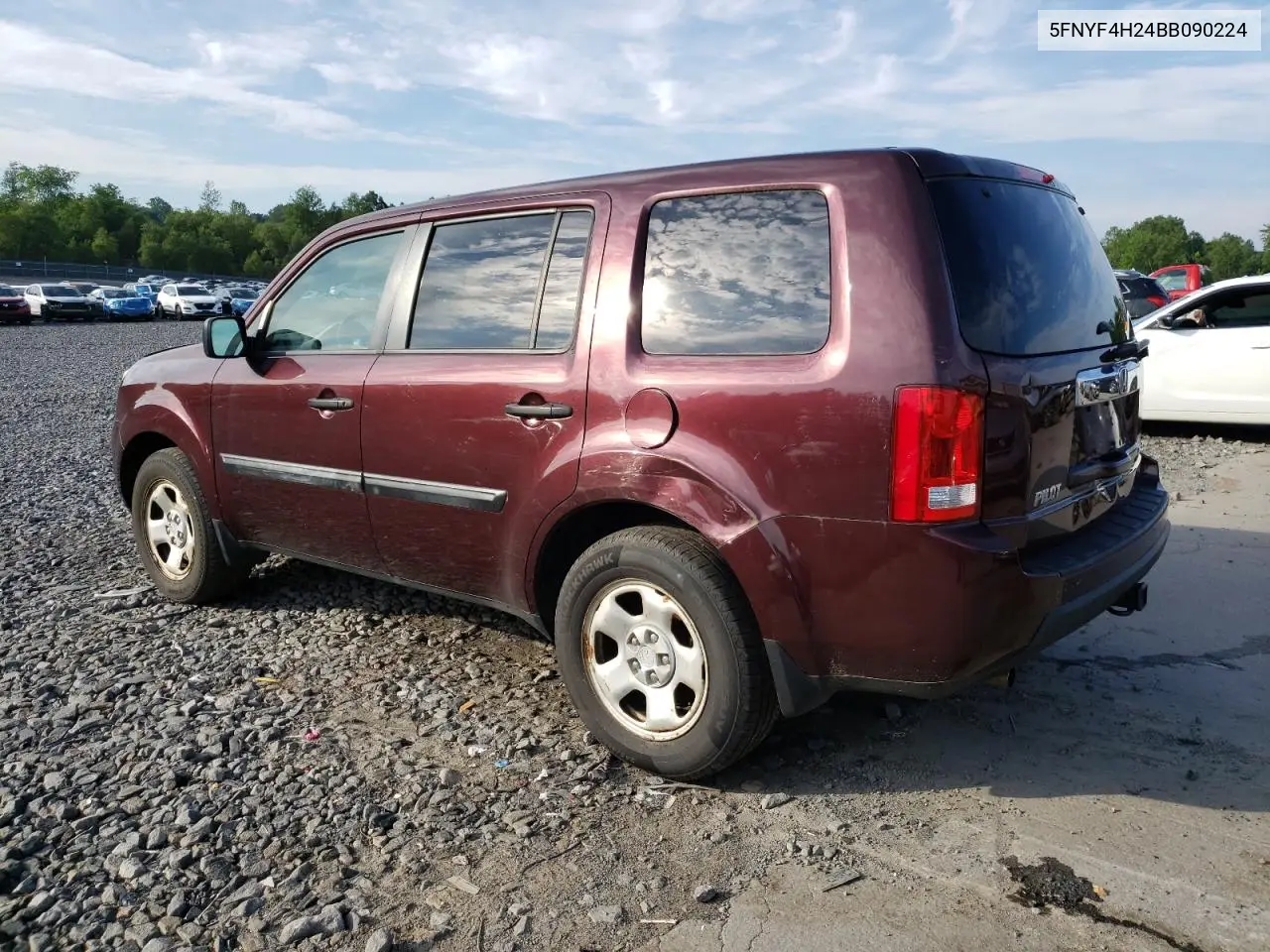 2011 Honda Pilot Lx VIN: 5FNYF4H24BB090224 Lot: 62378855