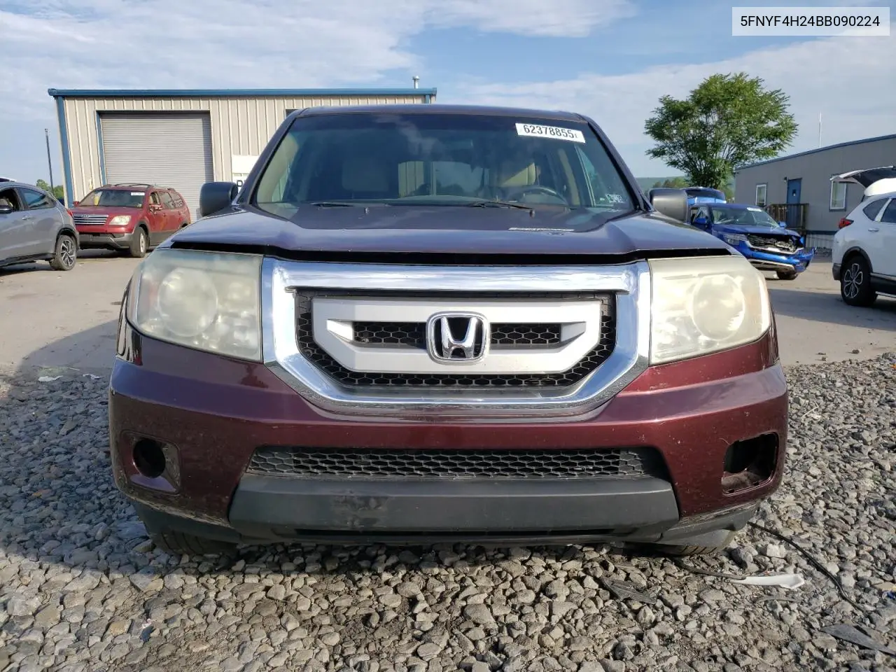 2011 Honda Pilot Lx VIN: 5FNYF4H24BB090224 Lot: 62378855
