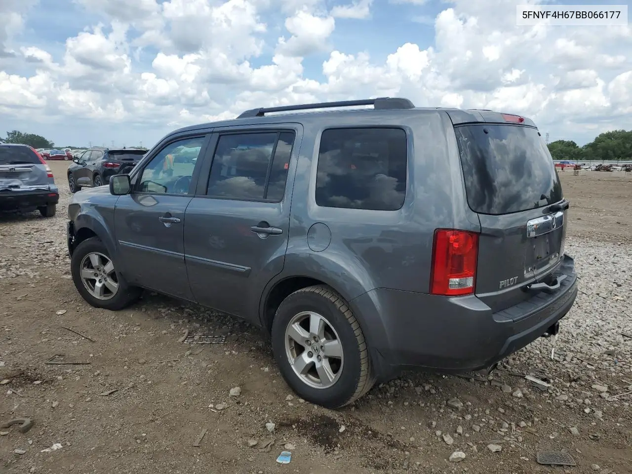 2011 Honda Pilot Exl VIN: 5FNYF4H67BB066177 Lot: 62593575