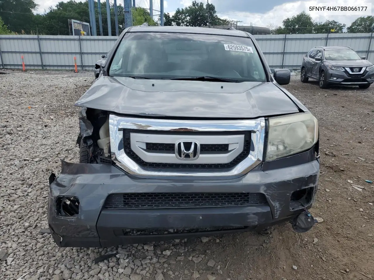 2011 Honda Pilot Exl VIN: 5FNYF4H67BB066177 Lot: 62593575