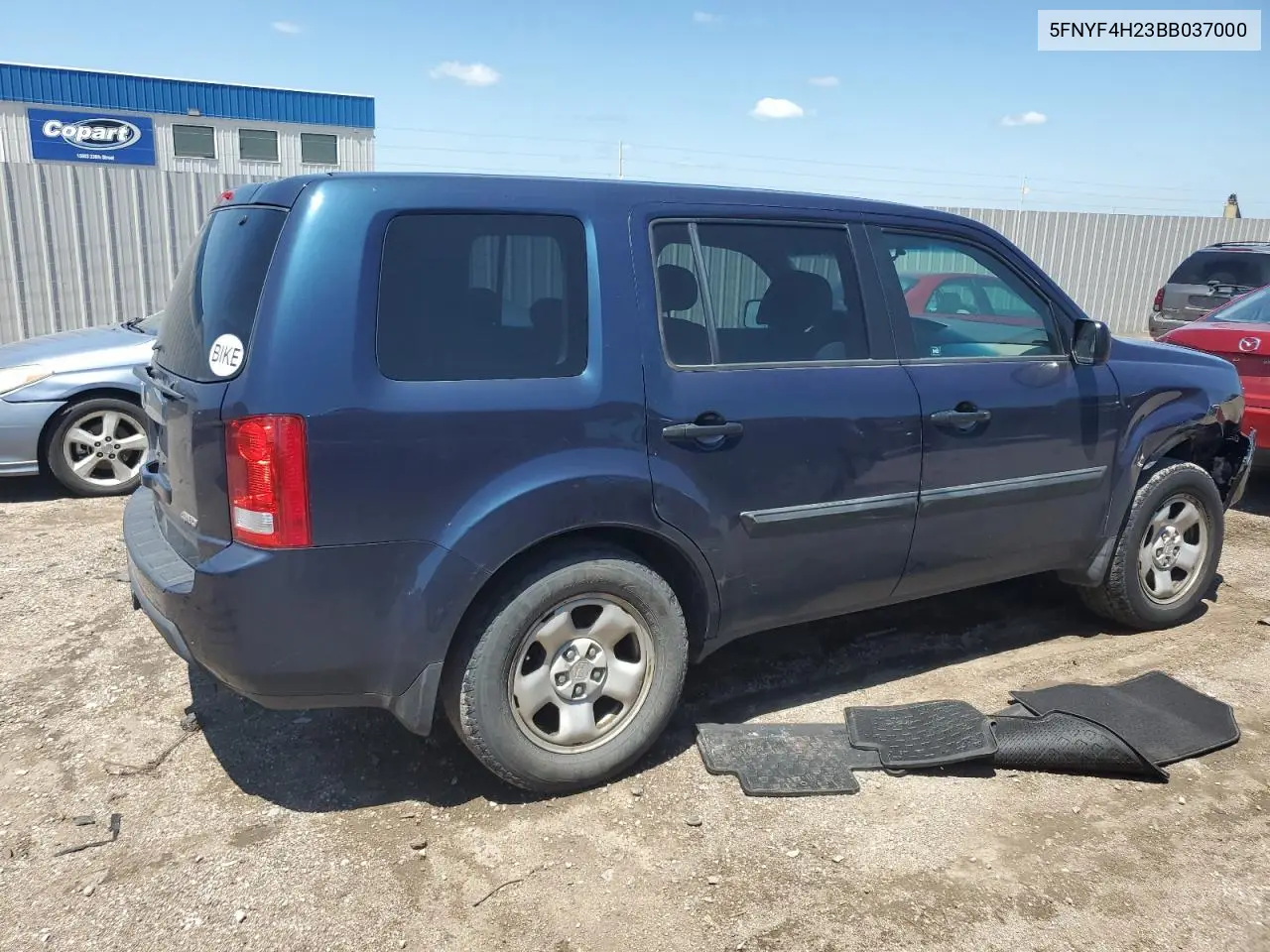 2011 Honda Pilot Lx VIN: 5FNYF4H23BB037000 Lot: 62766565