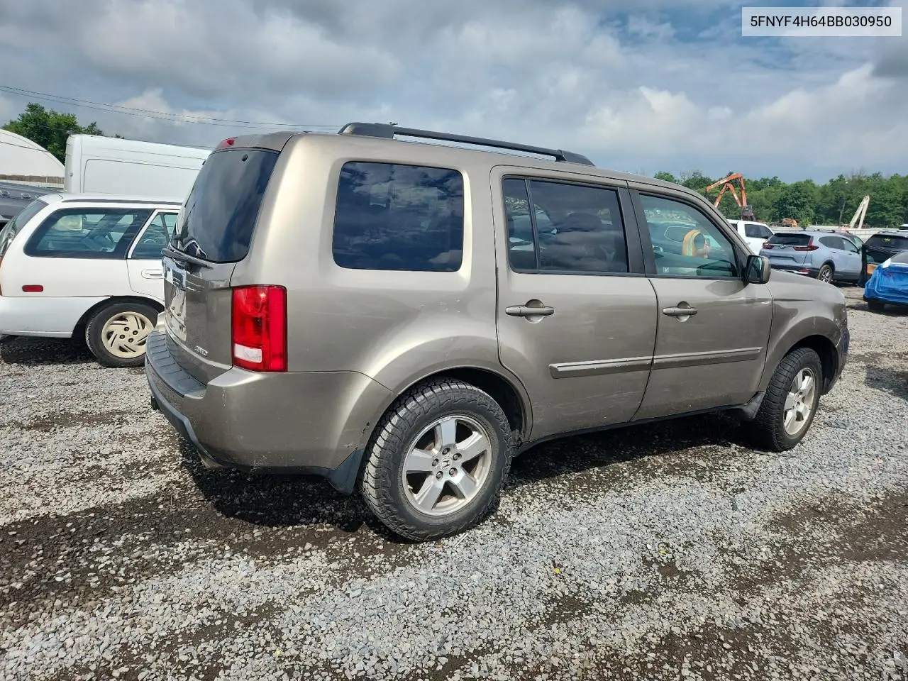 2011 Honda Pilot Exl VIN: 5FNYF4H64BB030950 Lot: 62829785
