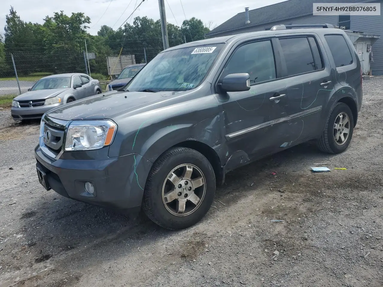 2011 Honda Pilot Touring VIN: 5FNYF4H92BB076805 Lot: 63806985