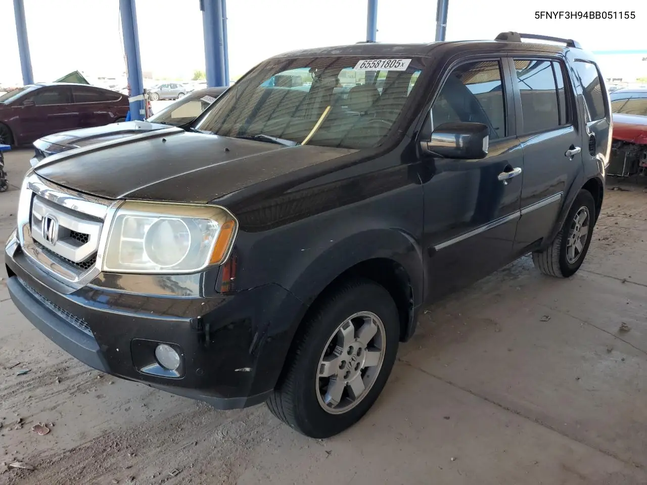 2011 Honda Pilot Touring VIN: 5FNYF3H94BB051155 Lot: 65581805