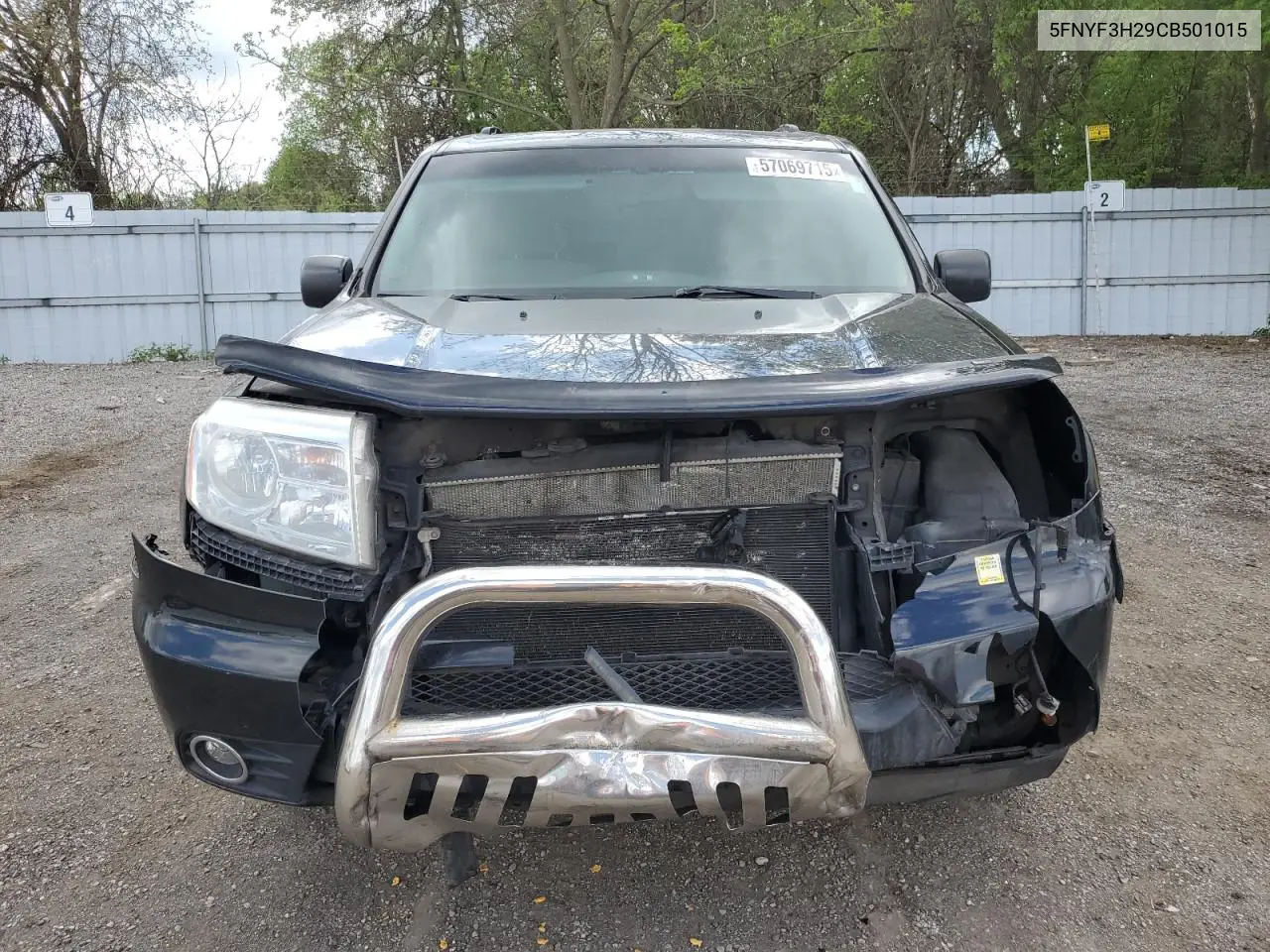 2012 Honda Pilot Lx VIN: 5FNYF3H29CB501015 Lot: 57069715