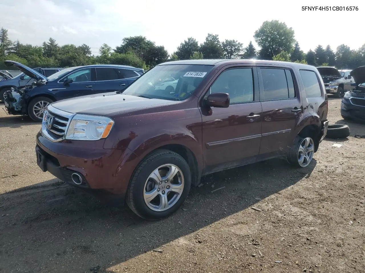 2012 Honda Pilot Exl VIN: 5FNYF4H51CB016576 Lot: 61473835
