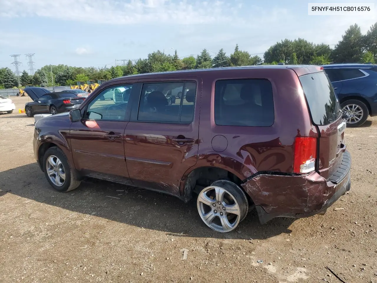 2012 Honda Pilot Exl VIN: 5FNYF4H51CB016576 Lot: 61473835