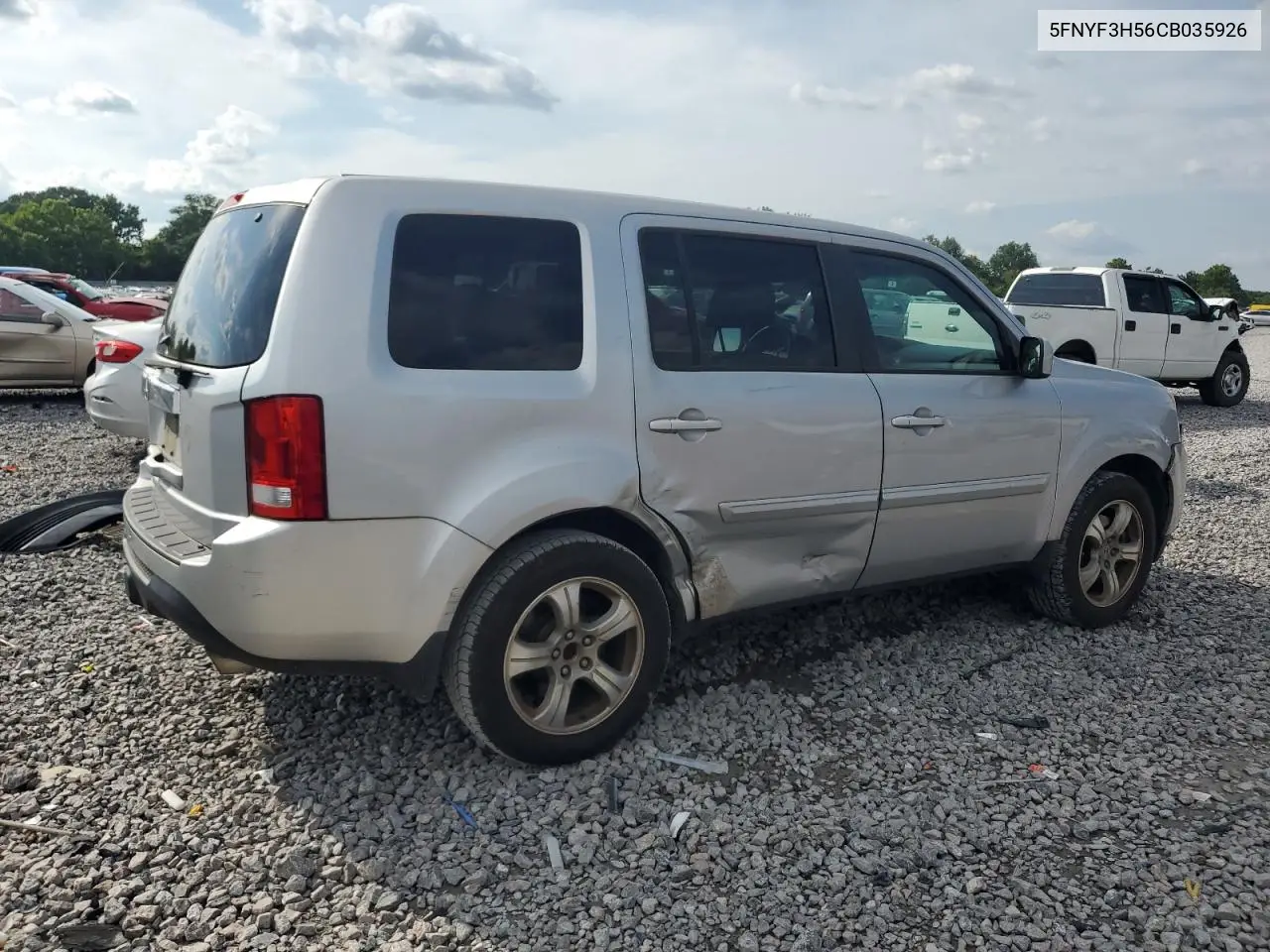 2012 Honda Pilot Exl VIN: 5FNYF3H56CB035926 Lot: 62183115