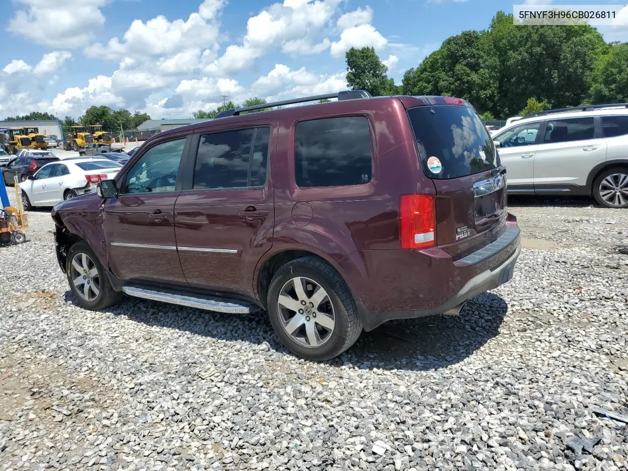 2012 Honda Pilot Touring VIN: 5FNYF3H96CB026811 Lot: 64174215