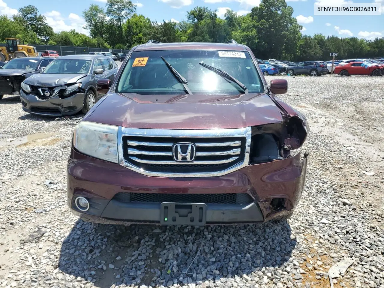 2012 Honda Pilot Touring VIN: 5FNYF3H96CB026811 Lot: 64174215