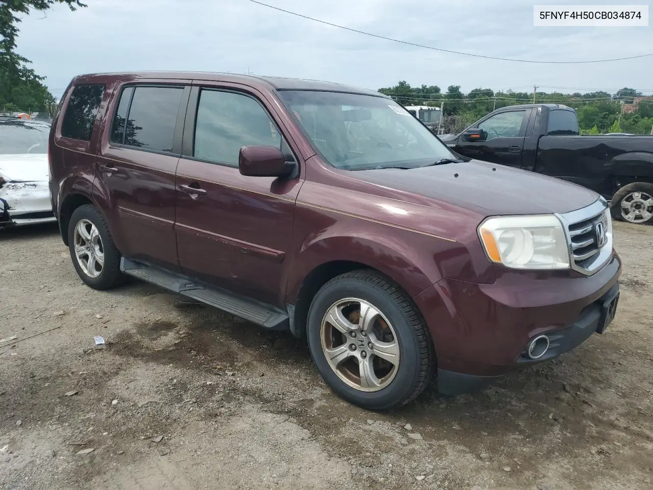 2012 Honda Pilot Exl VIN: 5FNYF4H50CB034874 Lot: 65270925