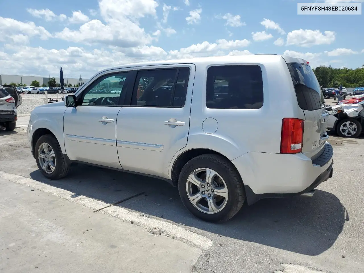 2014 Honda Pilot Ex VIN: 5FNYF3H43EB020634 Lot: 57045695
