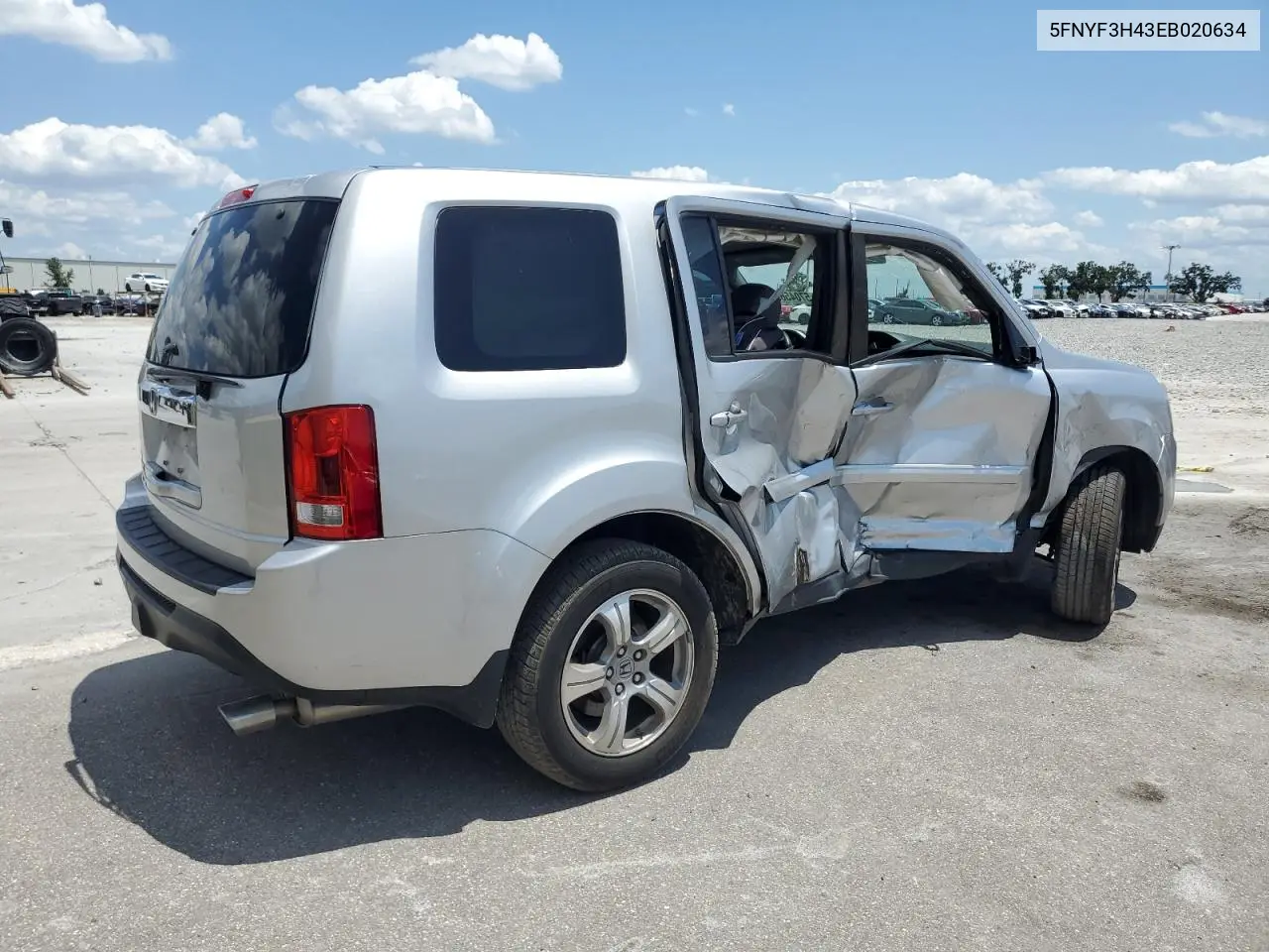 2014 Honda Pilot Ex VIN: 5FNYF3H43EB020634 Lot: 57045695