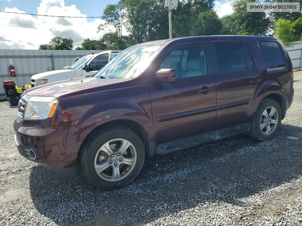 2015 Honda Pilot Exl VIN: 5FNYF3H54FB027005 Lot: 57100055