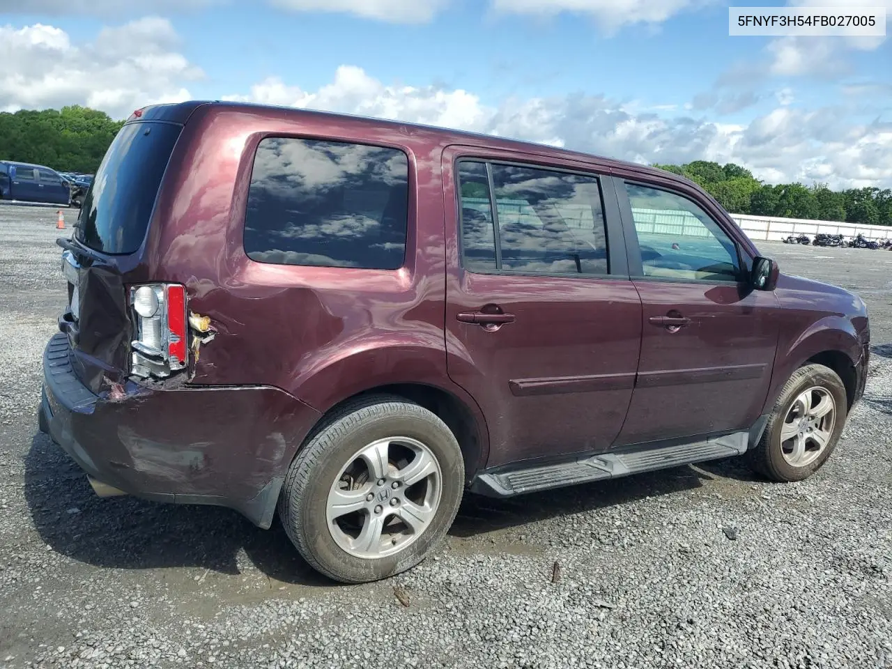 2015 Honda Pilot Exl VIN: 5FNYF3H54FB027005 Lot: 57100055
