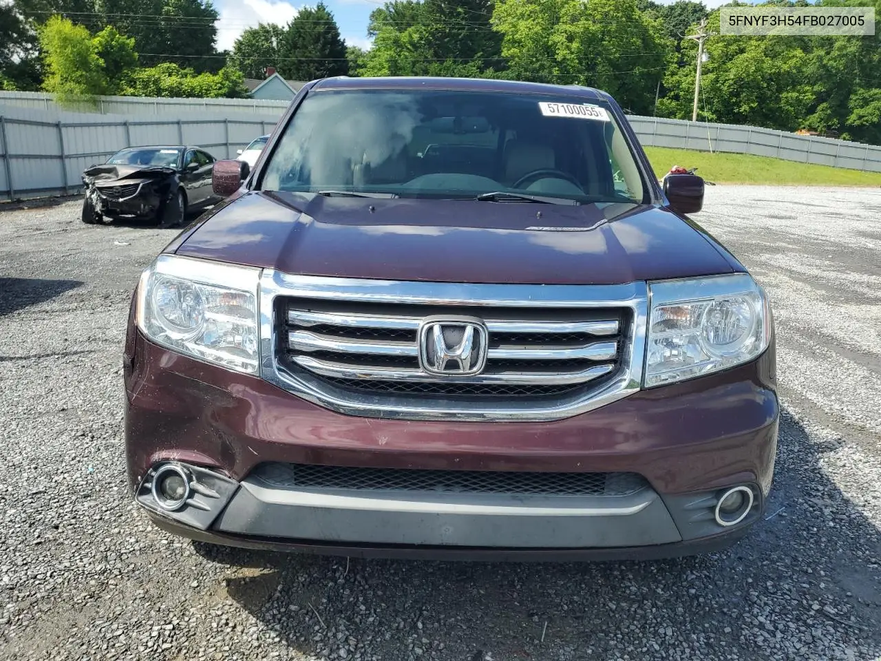 2015 Honda Pilot Exl VIN: 5FNYF3H54FB027005 Lot: 57100055