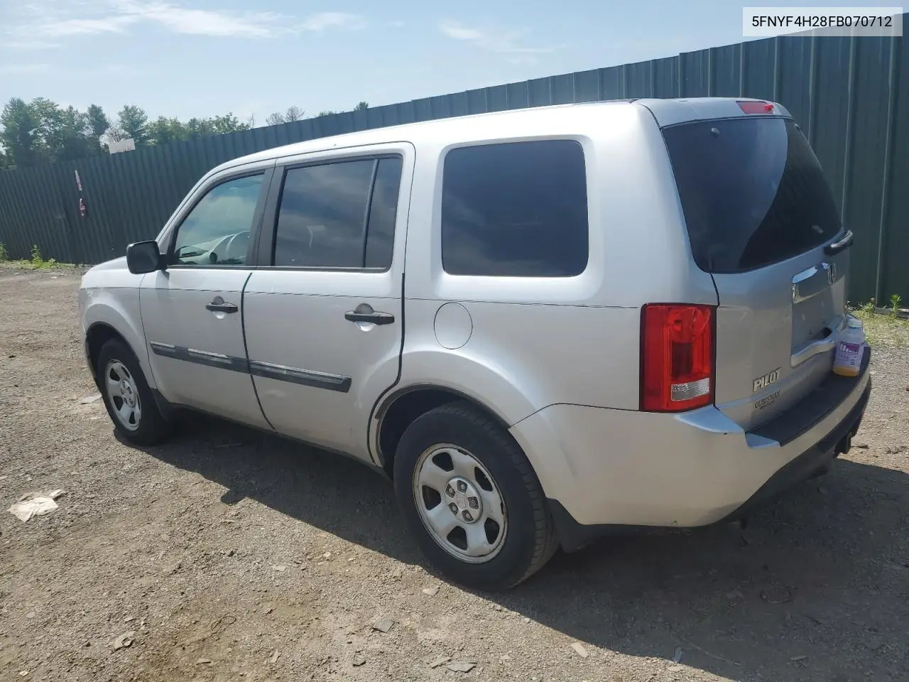 2015 Honda Pilot Lx VIN: 5FNYF4H28FB070712 Lot: 61163555