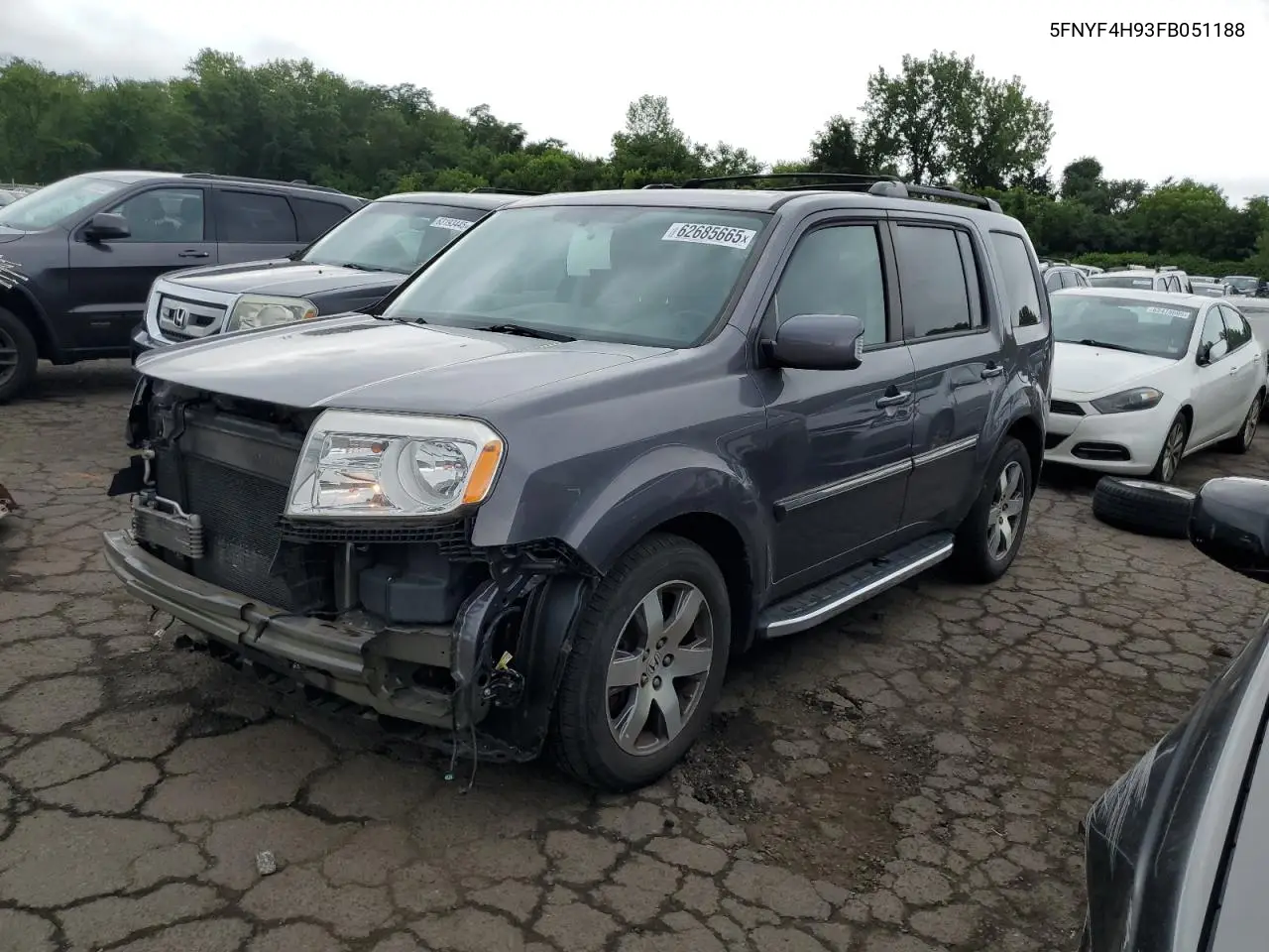 2015 Honda Pilot Touring VIN: 5FNYF4H93FB051188 Lot: 62685665