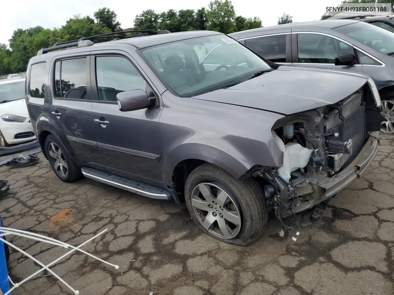 2015 Honda Pilot Touring VIN: 5FNYF4H93FB051188 Lot: 62685665