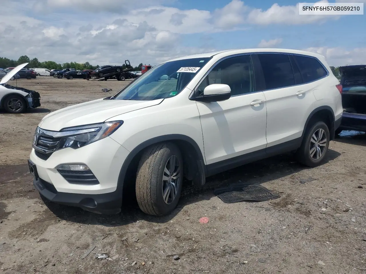 2016 Honda Pilot Exl VIN: 5FNYF6H57GB059210 Lot: 57135445