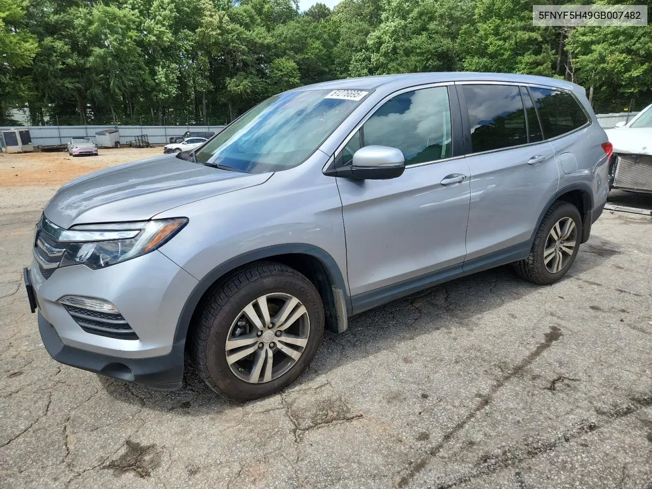 2016 Honda Pilot Ex VIN: 5FNYF5H49GB007482 Lot: 61276695
