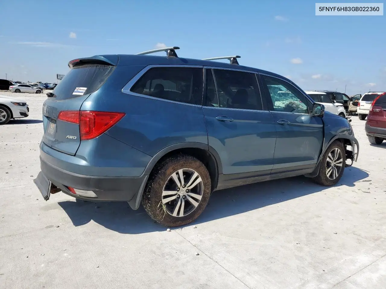 2016 Honda Pilot Exl VIN: 5FNYF6H83GB022360 Lot: 62637665